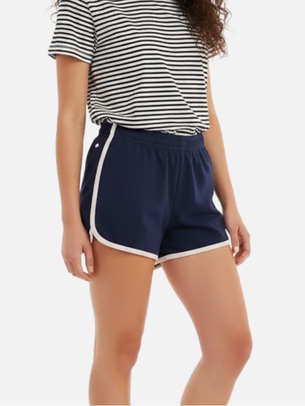 Women's Navy Athletic Shorts with Contrast White Trim